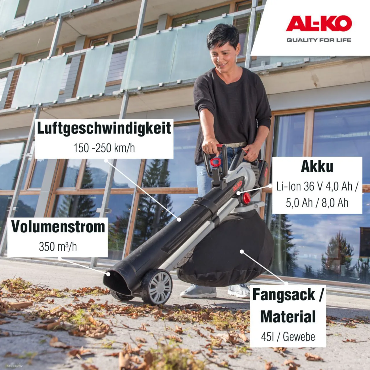 Akumulátorový vysavač a foukač listí AL-KO LBV 4090 Li 36V